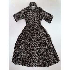 Ella Simone Black Floral Tiered Maxi Dress | Size Medium